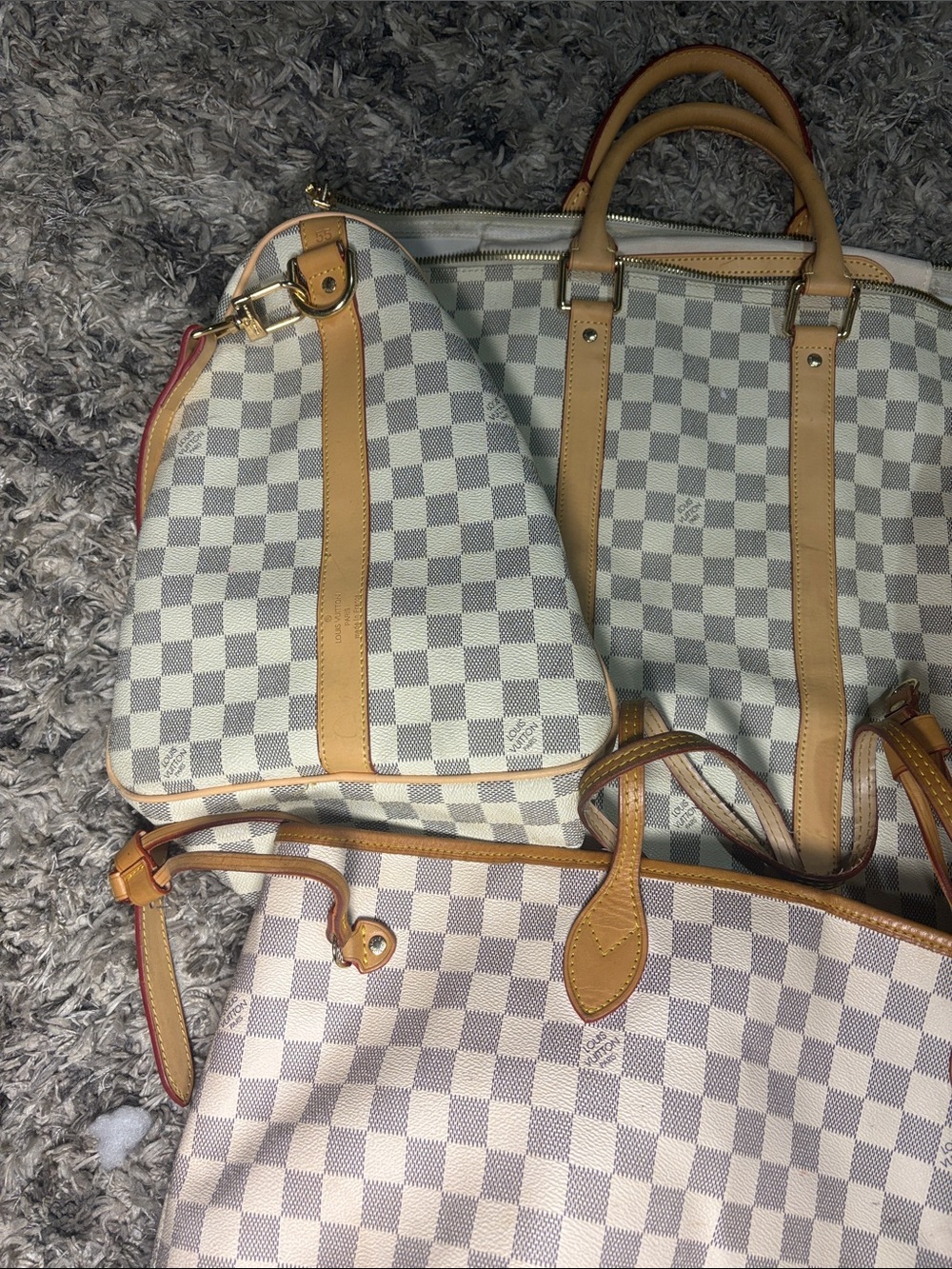 Lv Duffle Bag and Tote White and Cream Tote with Pouch - Picture 10 of 13